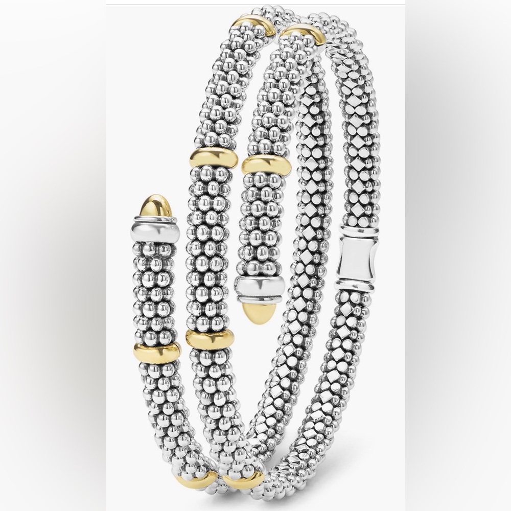 Lagos Two-tone caviar versa wrap bracelet, size M